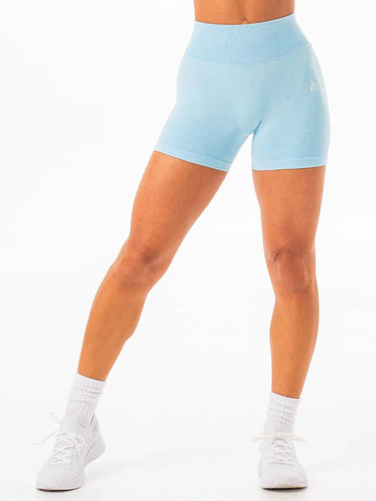 STONEWASH SCRUNCH SEAMLESS SHORTS AZURE (PACK DE 3)