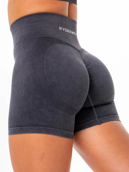 STONEWASH SCRUNCH SEAMLESS SHORTS NOIR (PACK DE 3)